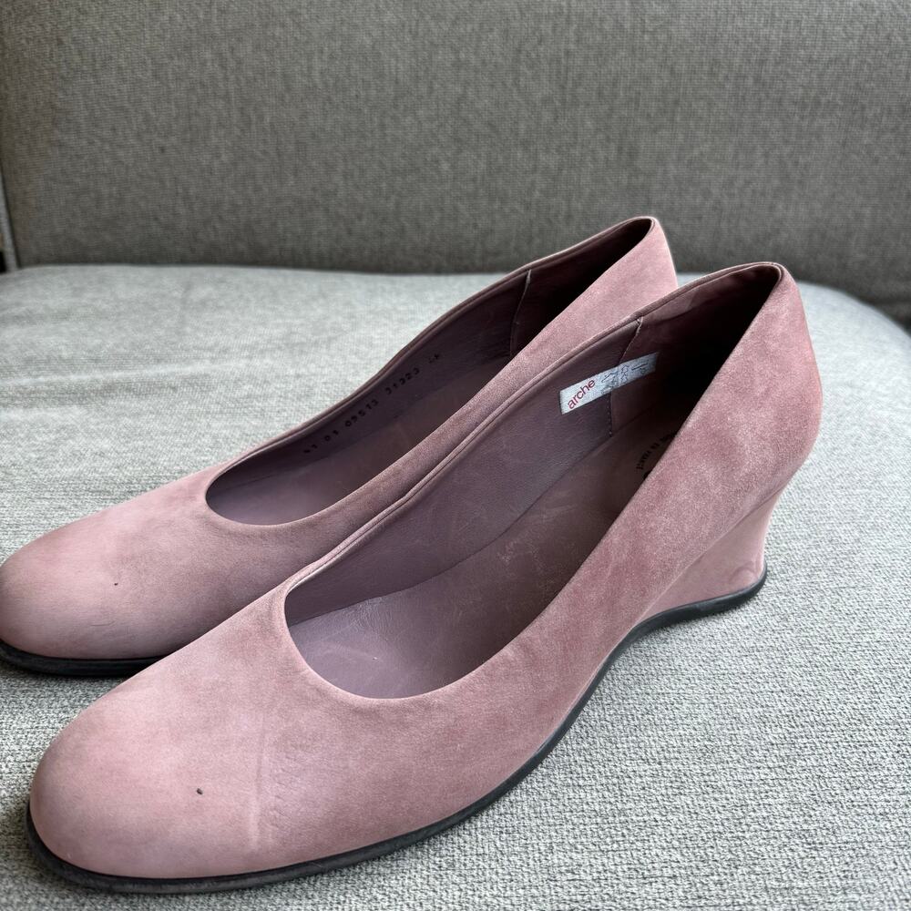Arche Suede Wedge Pump Slip-on Mauve Comfort Women's 41 US 9.5